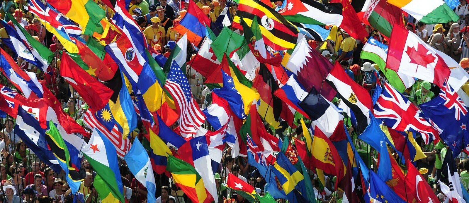 flags with crowd