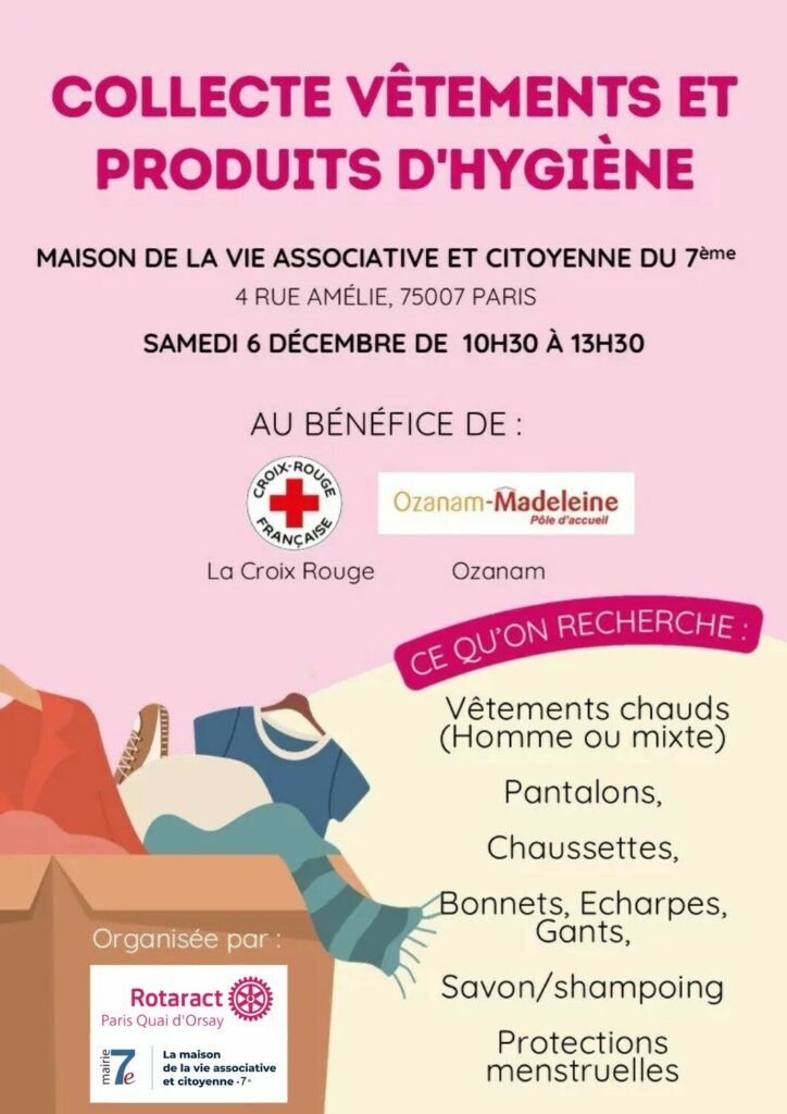 collecte vetement et produits hygiene